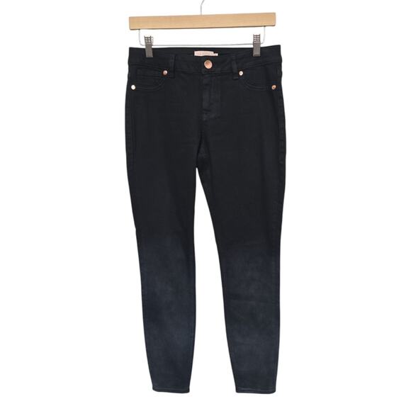 Ted Baker Womens Black Skinny Jeans Size 28 Wax Coated Ombre Dip Dye Biker Edgy - Picture 1 of 10